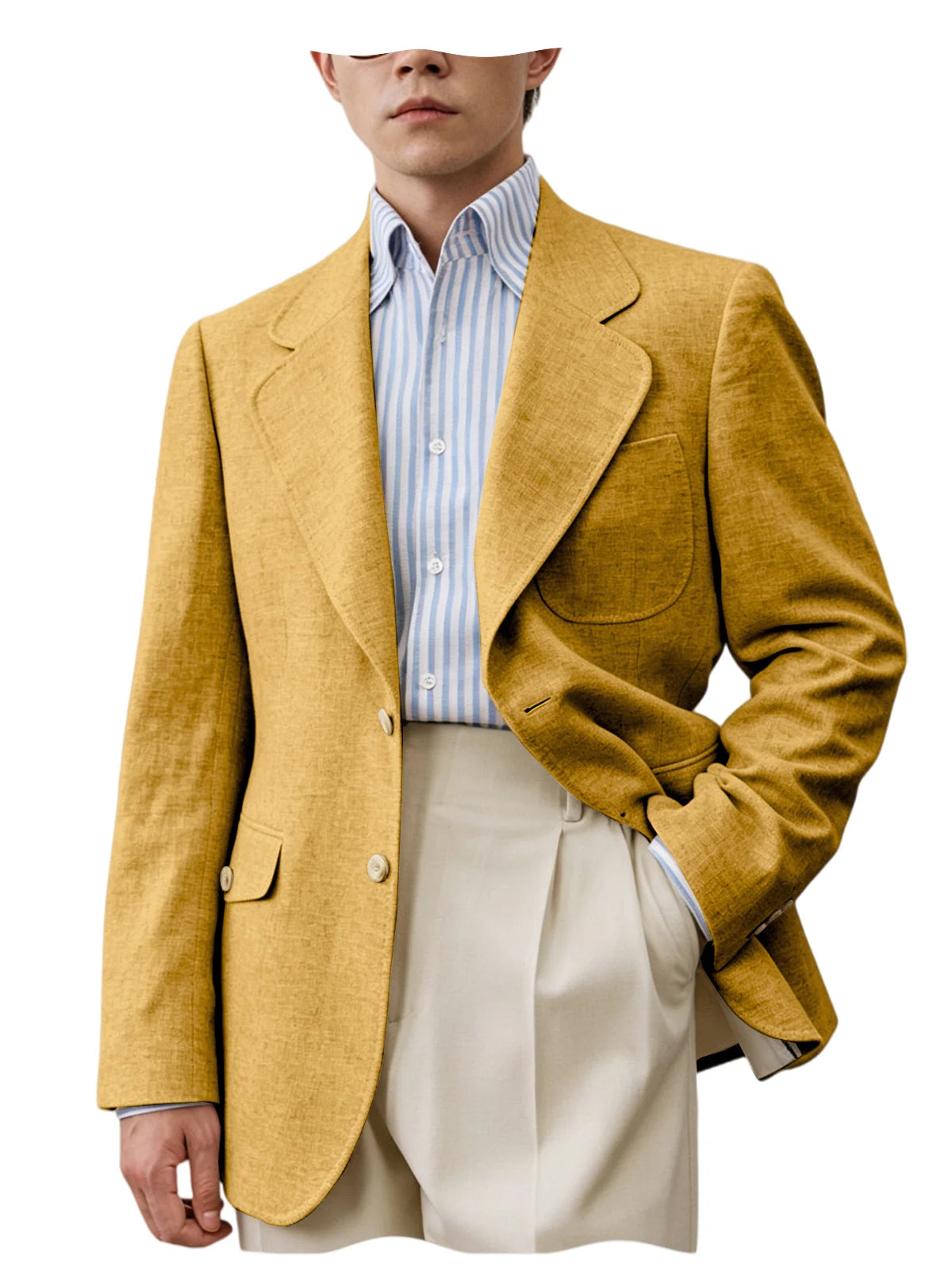 Linen Notch-Lapel Casual Blazer