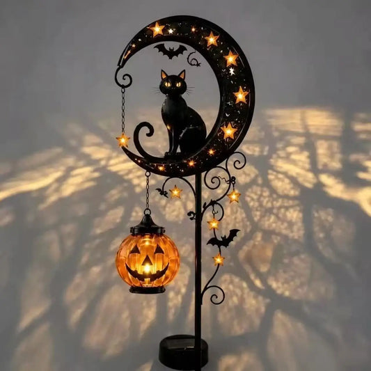 Black Cat Pumpkin Garden Lamp