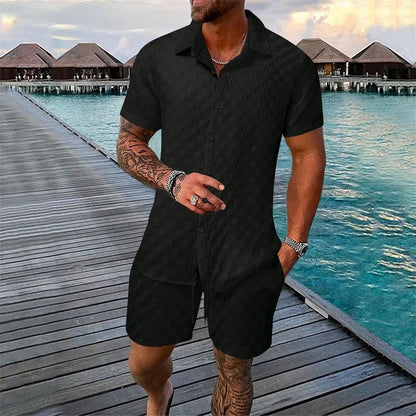 Blended Short-Sleeve Shorts Suit
