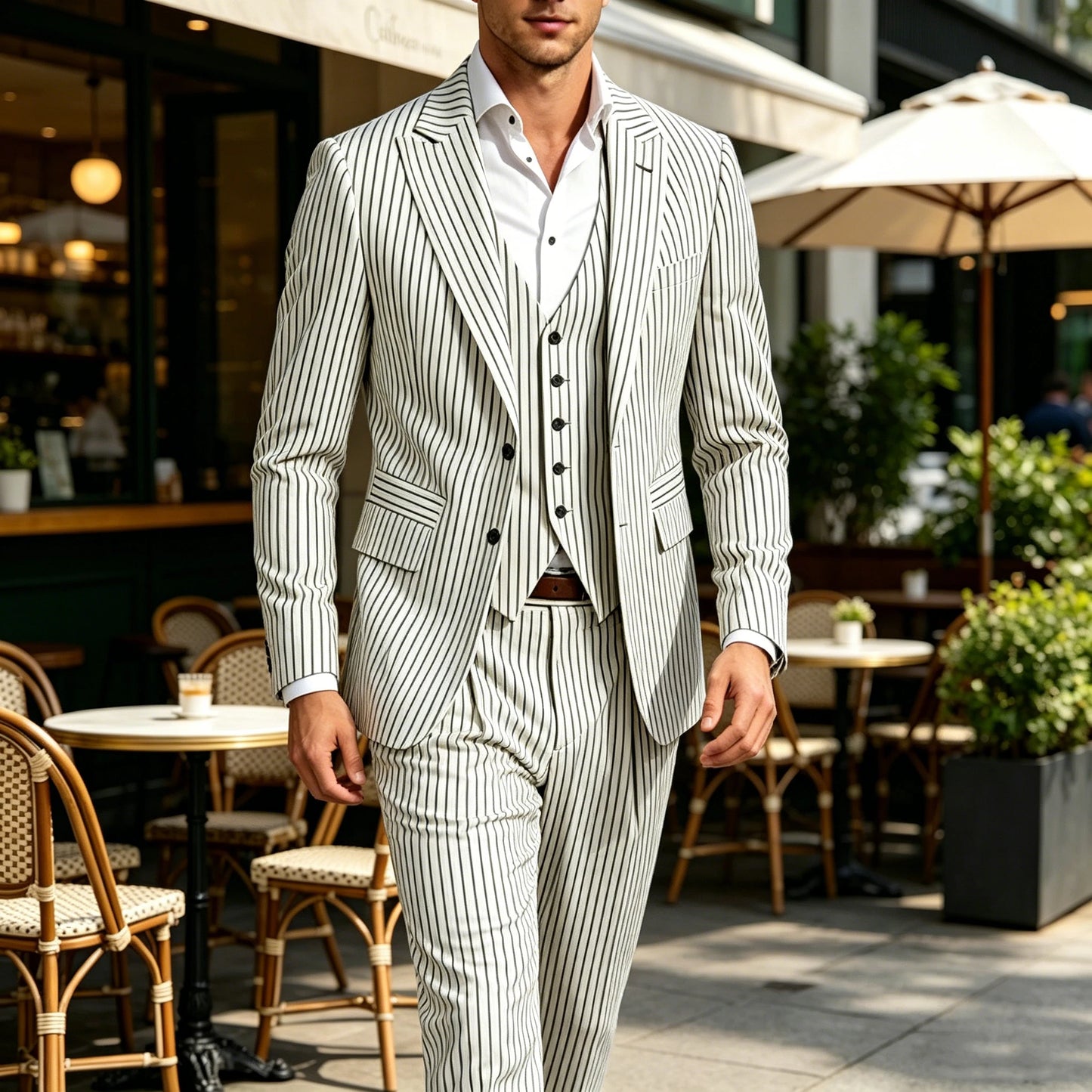 Pinstripe Three-Piece Formal Tuxedo