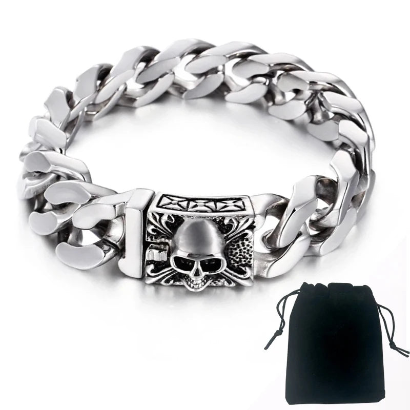 Men’s Heavy Punk Skull Cuban Bracelet