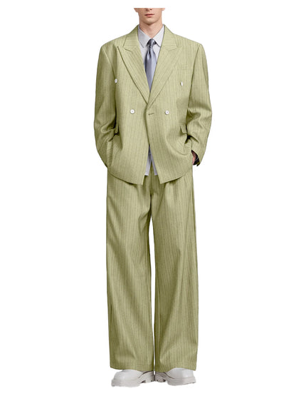 Pinstripe Double-Breasted Wide-Leg Suit