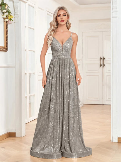 Sequin V-Neck  Mermaid Formal Wedding