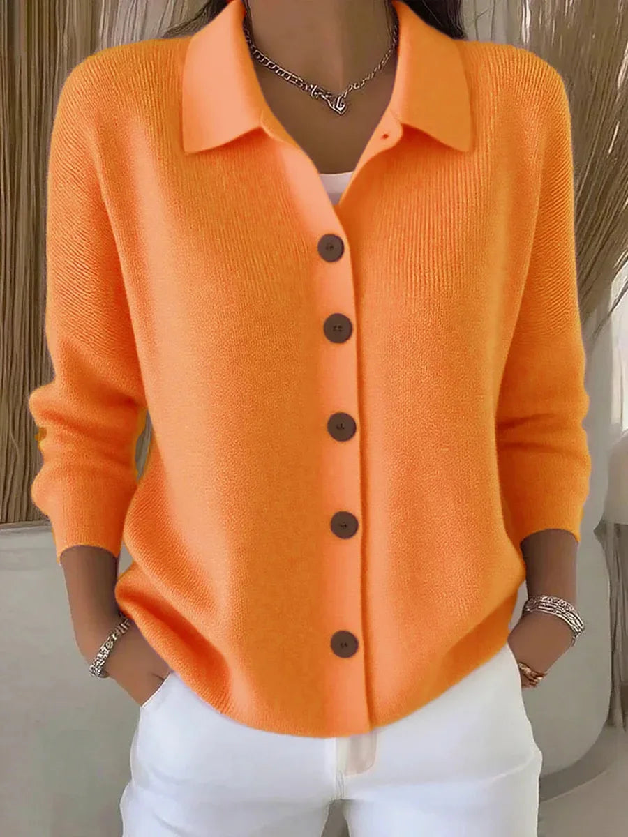 Polo Neck Button Knit Cardigan