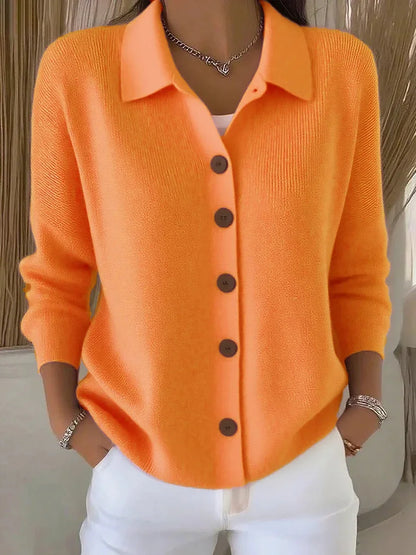 Polo Neck Button Knit Cardigan