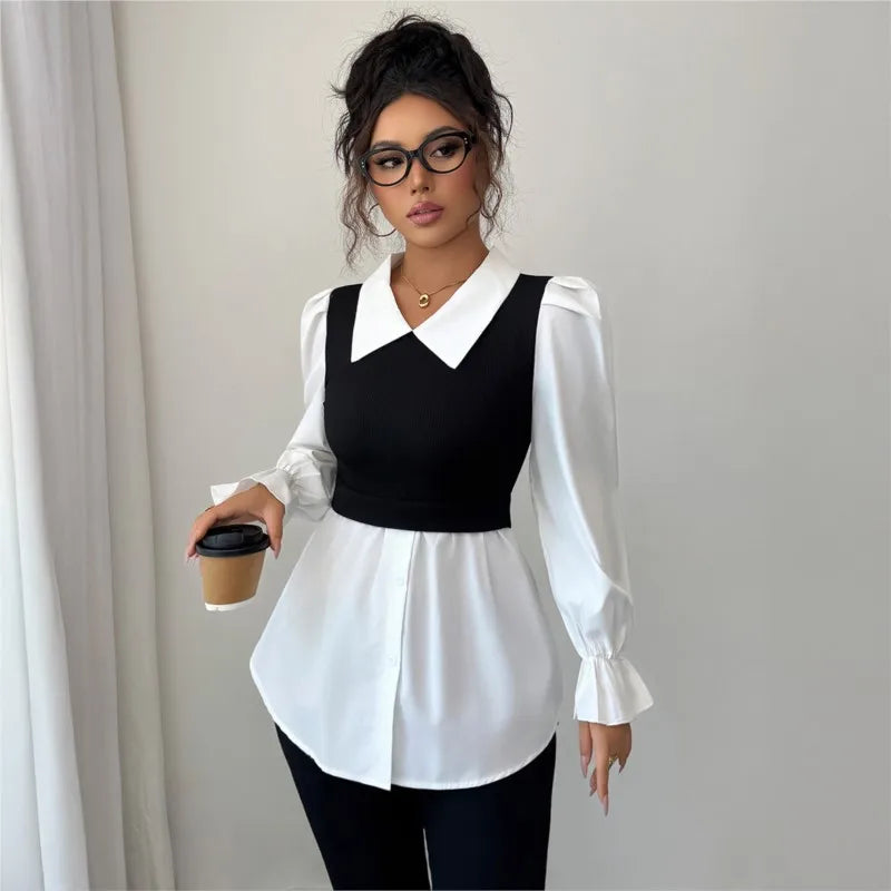 Faux Two-Piece Blouse