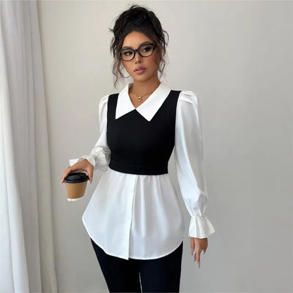 Faux Two-Piece Blouse
