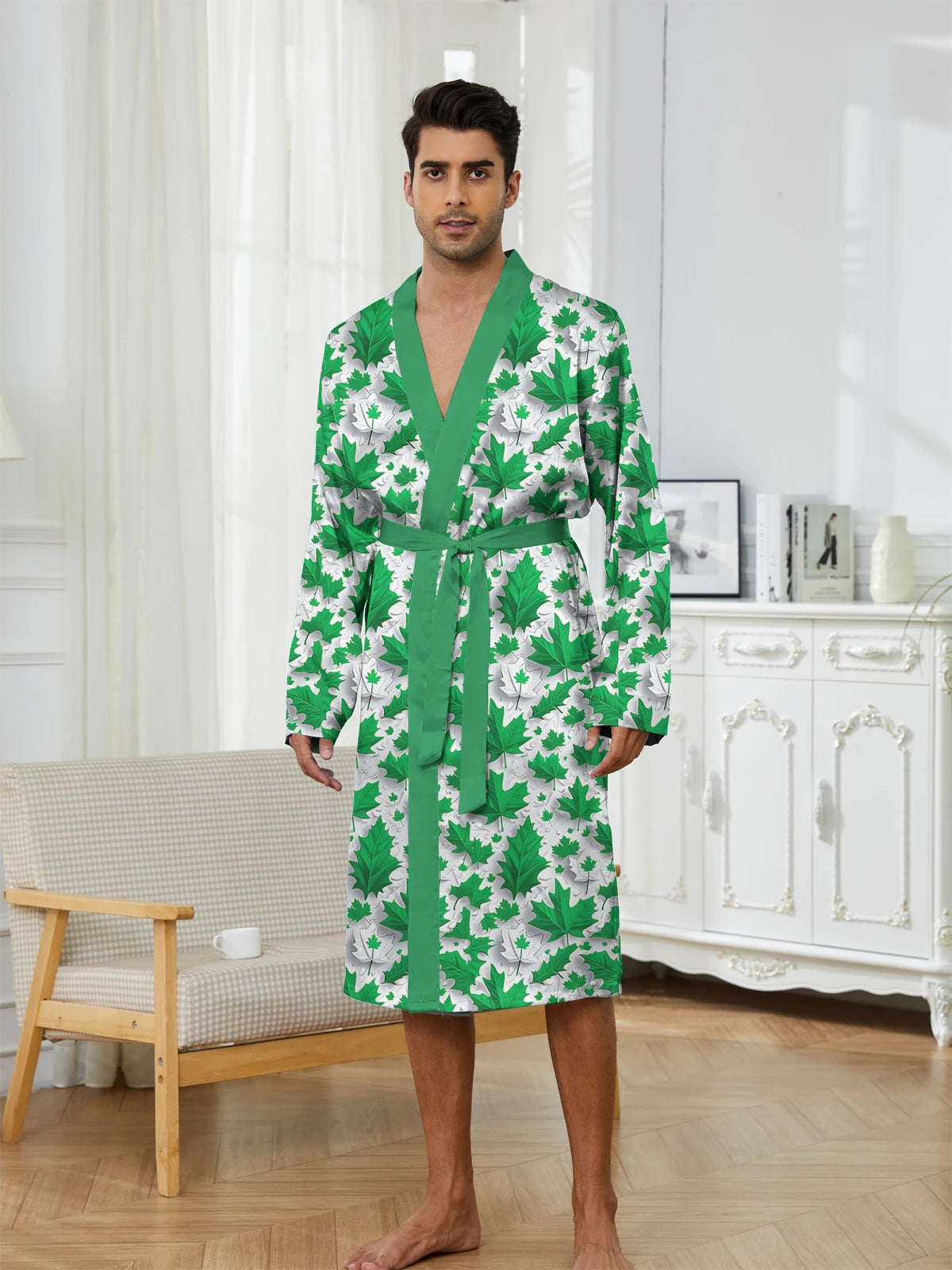 Green Leaf Print Pajamas