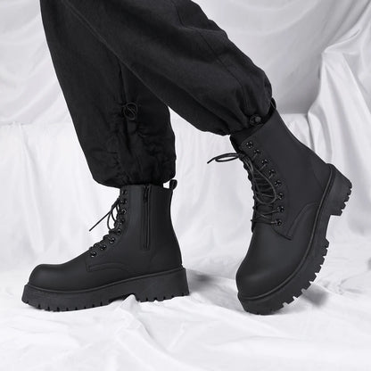 Black Leather Lace-up Boots