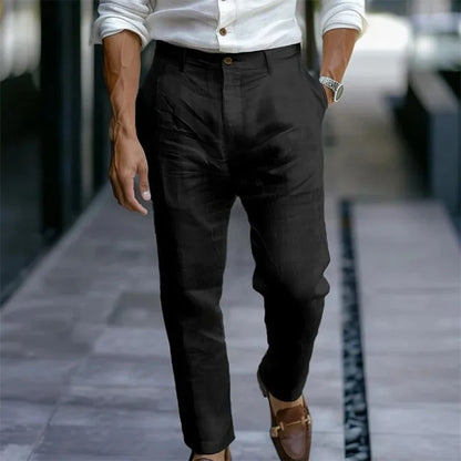 Linen Diagonal Pocket Loose Trousers