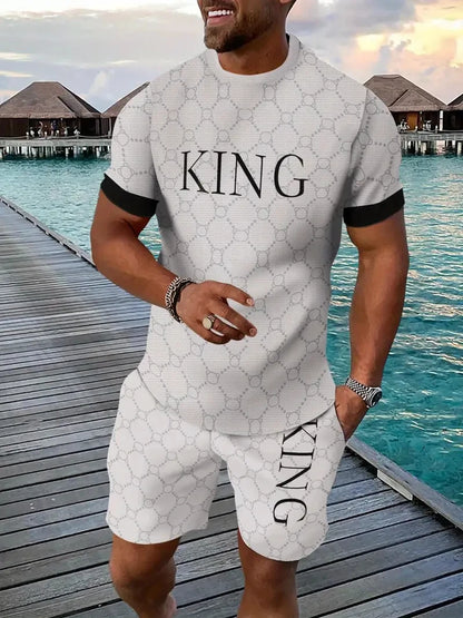 Letter Print T-Shirt Shorts Set