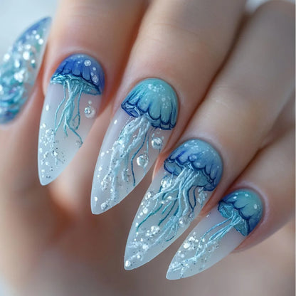 Ocean Blue Press Nails