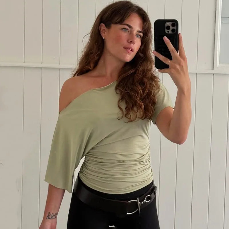 One-Shoulder Short-Sleeve Top