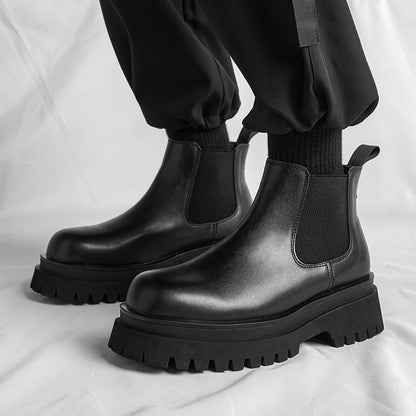 Red PU Chelsea Boots