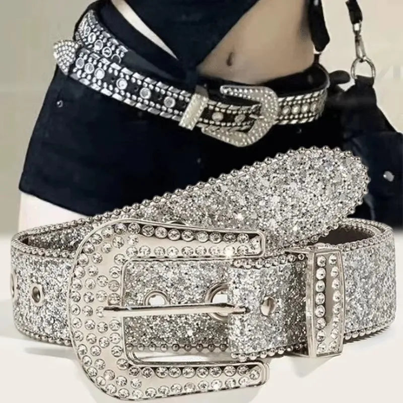 Rhinestone PU Belt