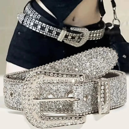 Rhinestone PU Belt