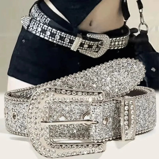 Rhinestone PU Belt