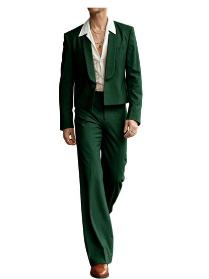 Cropped Blazer Flare Pants Tuxedo Set