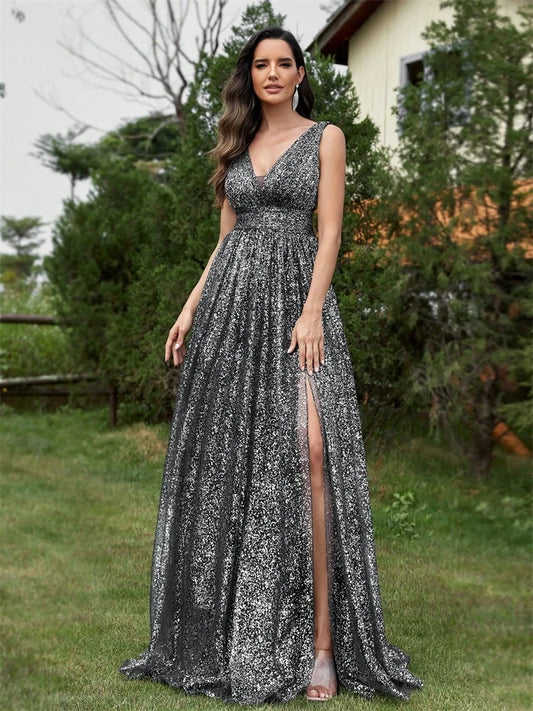 V-neck Sequins Mermaid Party Dress
