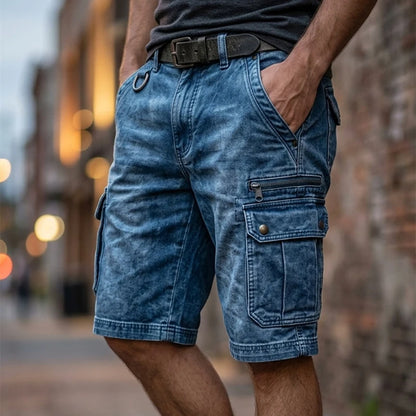 Vintage Solid Cargo Loose Shorts