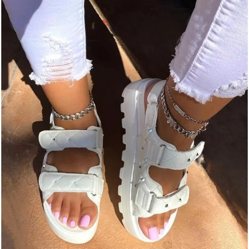Rivet Gladiator Platform Sandals