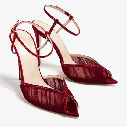 Elastic Strap Thin Heel Sandals