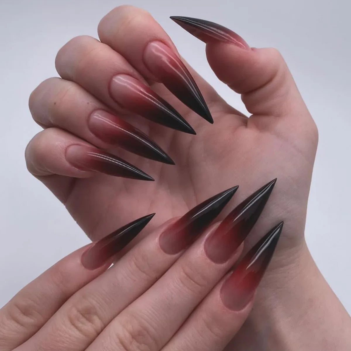 Almond Red Press Nails