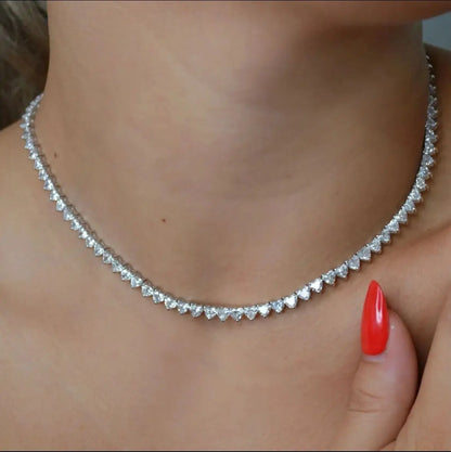 Heart CZ Tennis Necklace