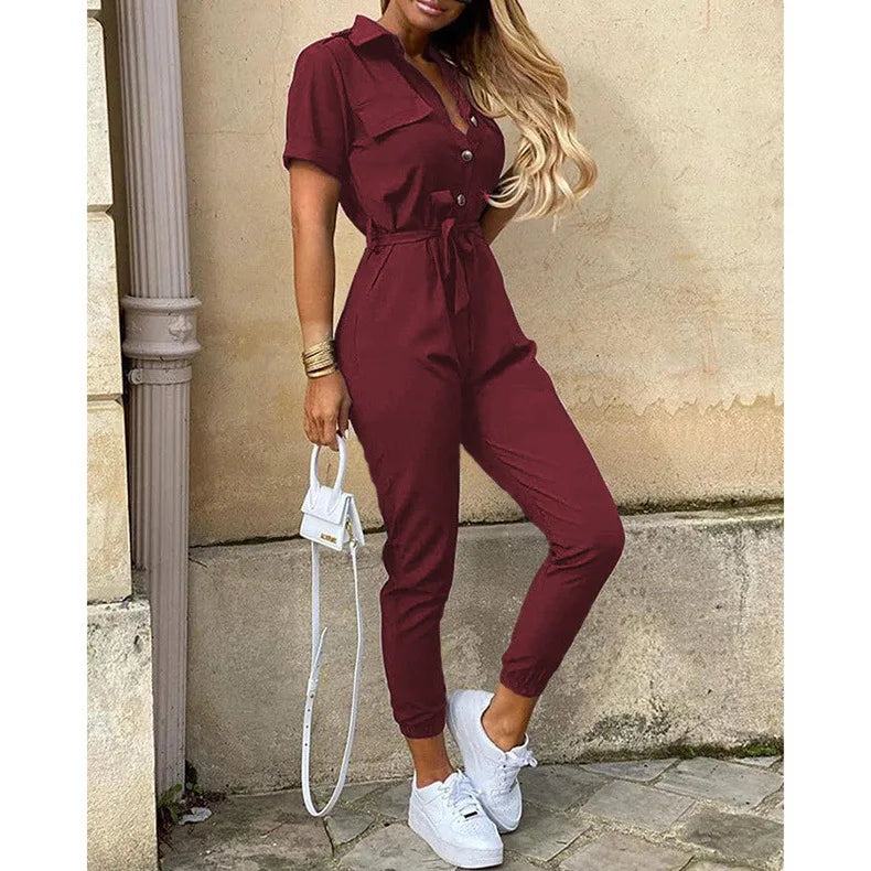 Monochromatic Belt Jumpsuit