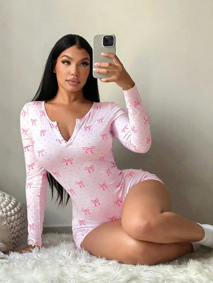 Polka Dot Knit Shorts Romper