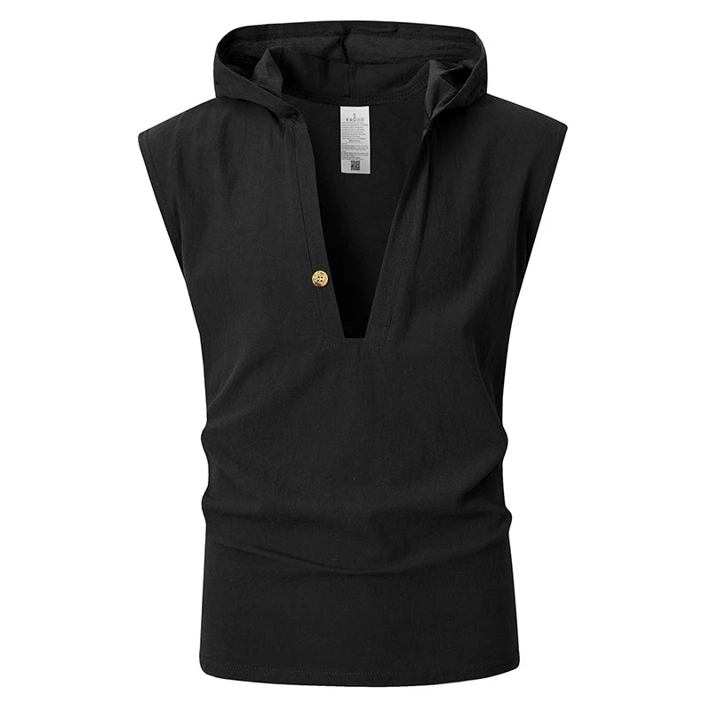 Hooded Button Beach Tank Top