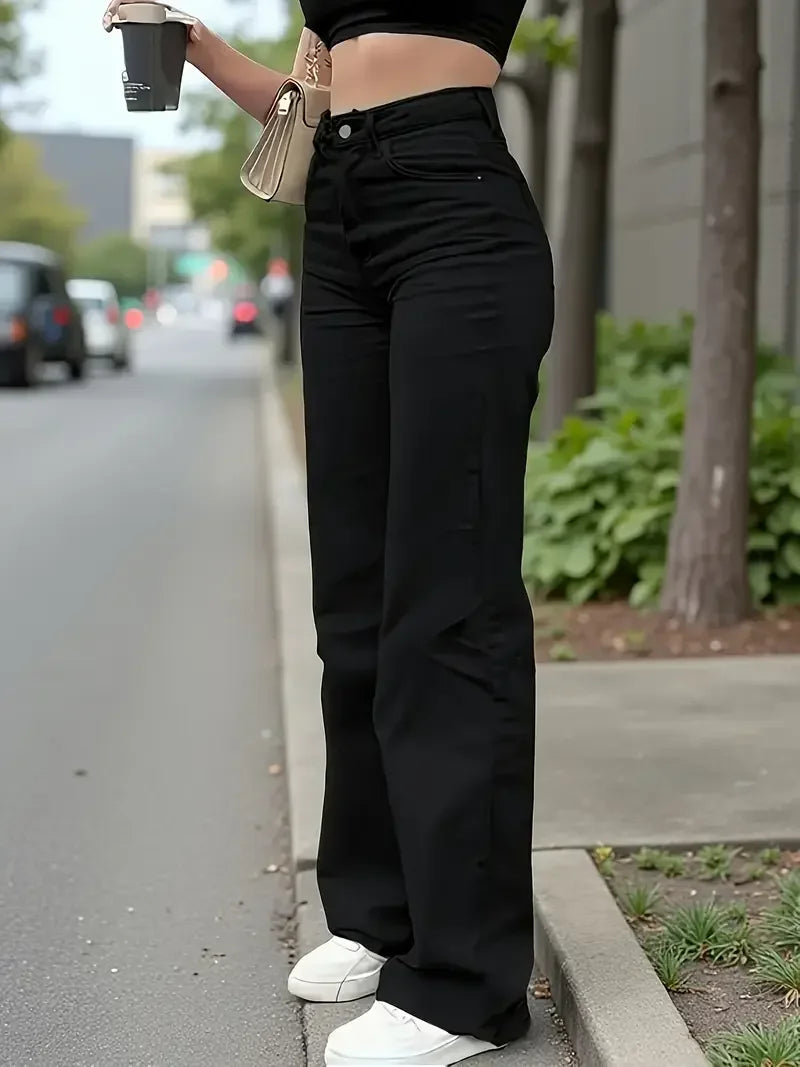 Black Butt-Lift Straight Jeans