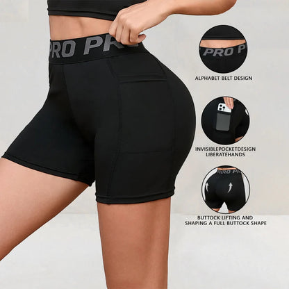 Letter Waistband Sports Shorts