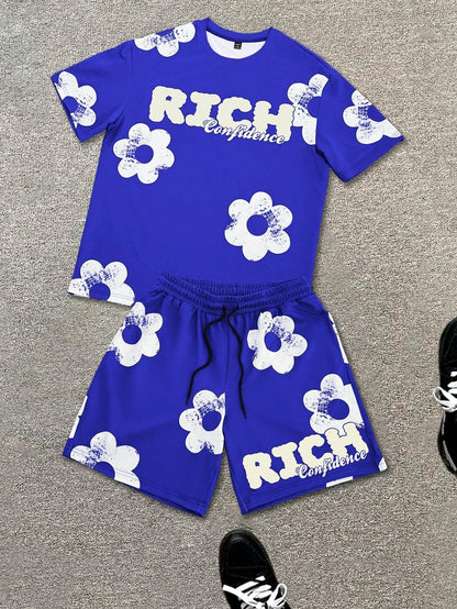 Floral Graphic O-Neck Shorts Set