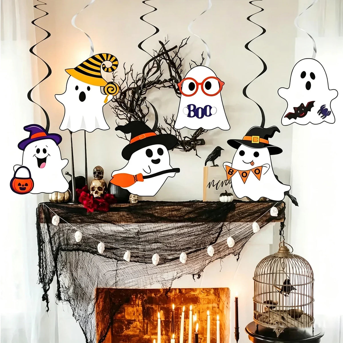 Ghost Hanging Swirl Decorations