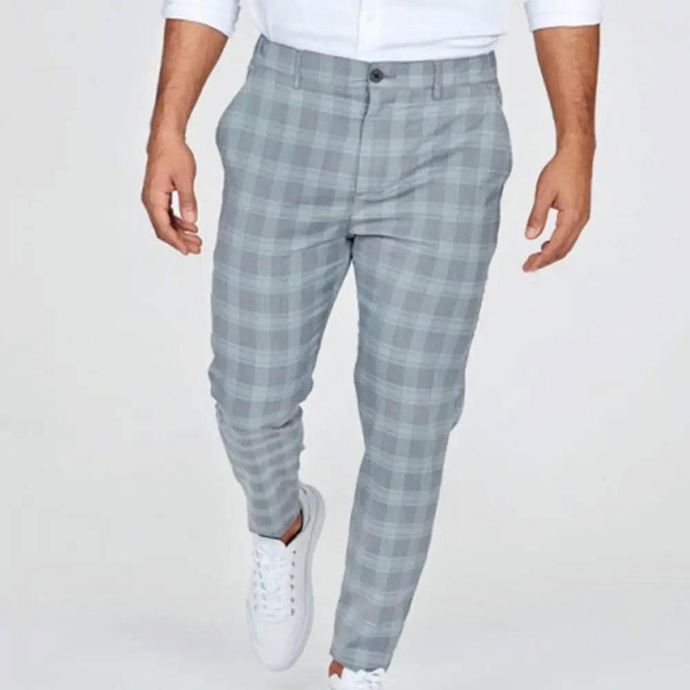 Vintage Checkered Cotton Pencil Pants