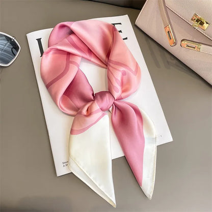 Satin Bandana Print Silk Scarf