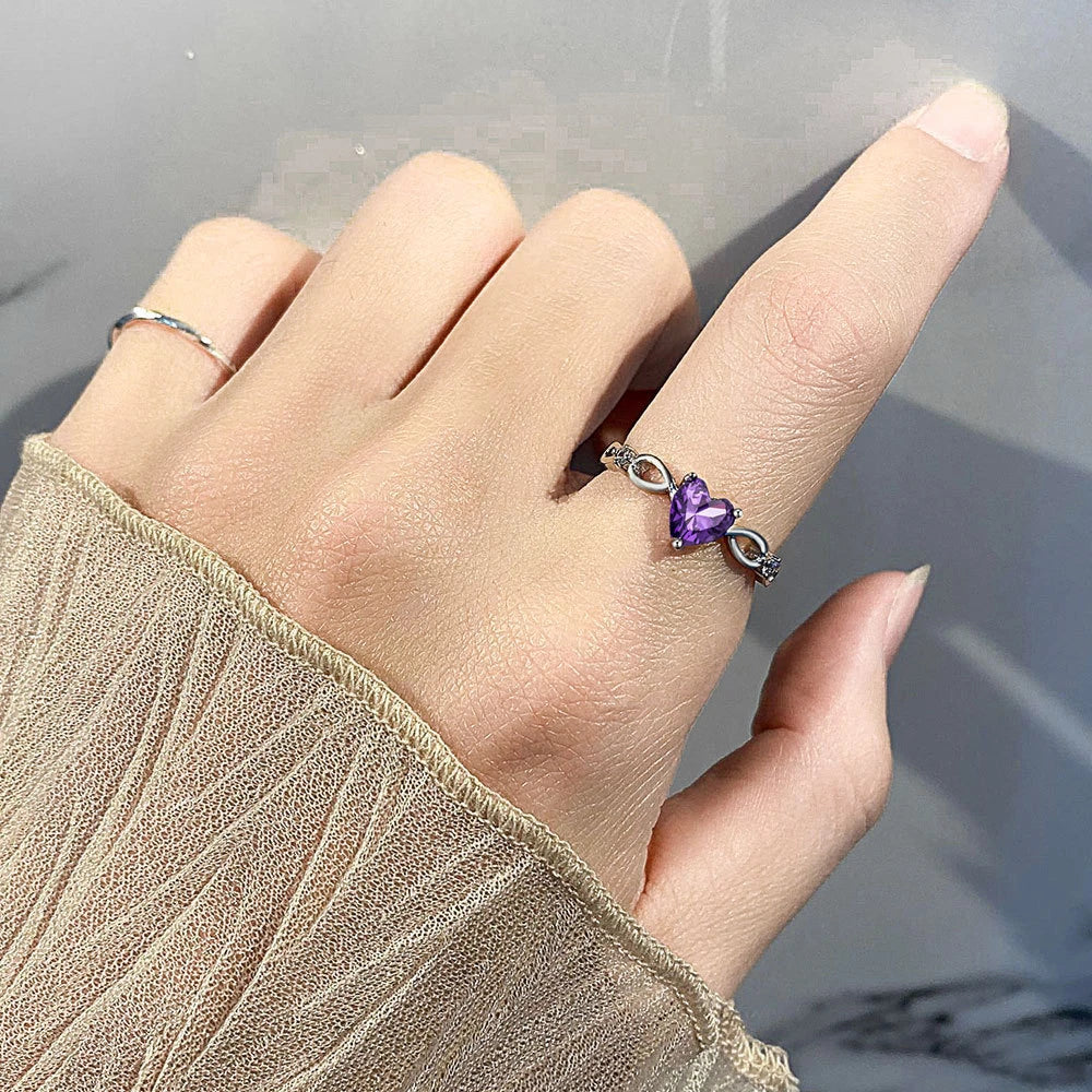 Heart Crystal Silver Ring