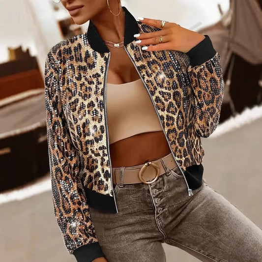 Sequin Leopard Print Jacket