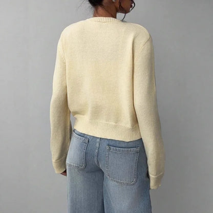 Cropped Button-Front Knit Cardigan