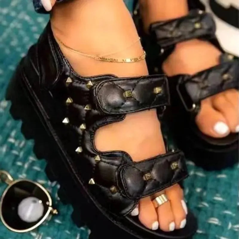 Rivet Gladiator Platform Sandals