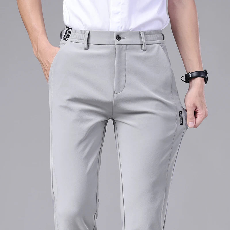 Ice Silk Slim Straight Trousers