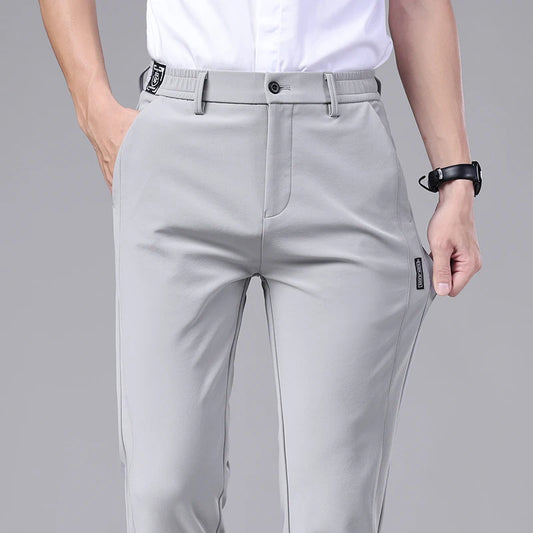 Ice Silk Slim Straight Trousers