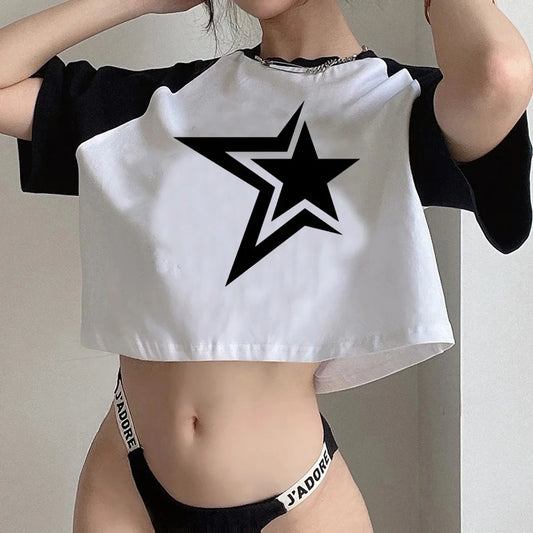 Modal Y2K Graphic Crop Tee