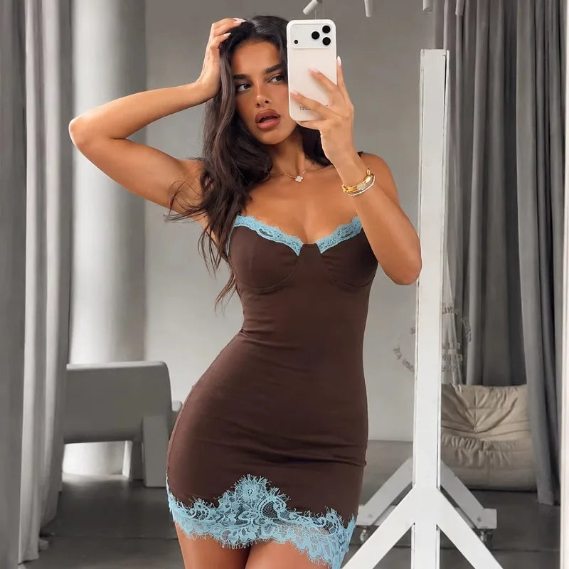 Sweetheart Lace Bustier Mini Dress