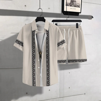 Vintage Button-Down Shirt Shorts Set