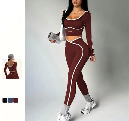 Color-Block Long Sleeve Yoga Set