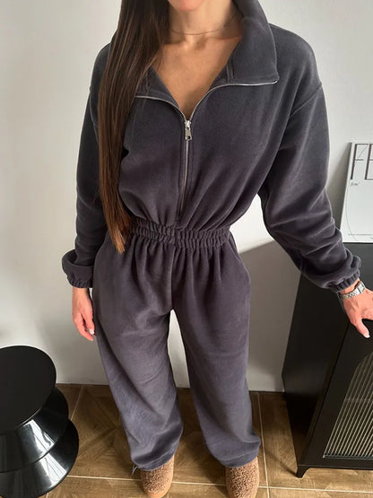 Half-Zip Lounge Jumpsuit