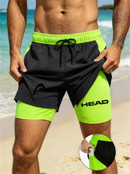 Double-Layer Stretch Fitness Shorts