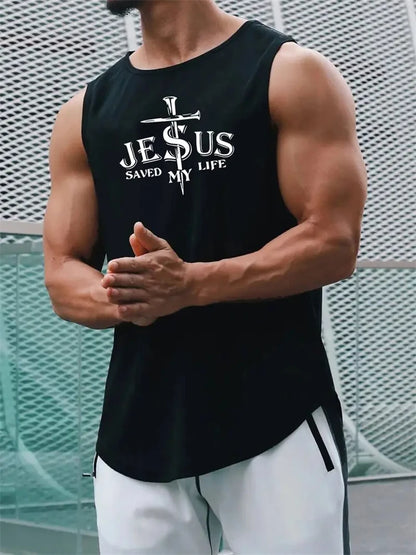 Cross Print Streetwear Tank Top